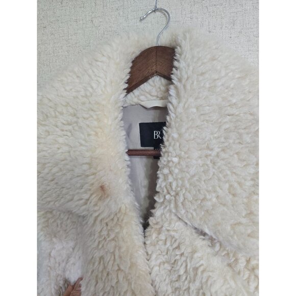 Banana Republic Cora Sherpa Vest M/L Beige Double-Breasted Wool Boho - Picture 8 of 9